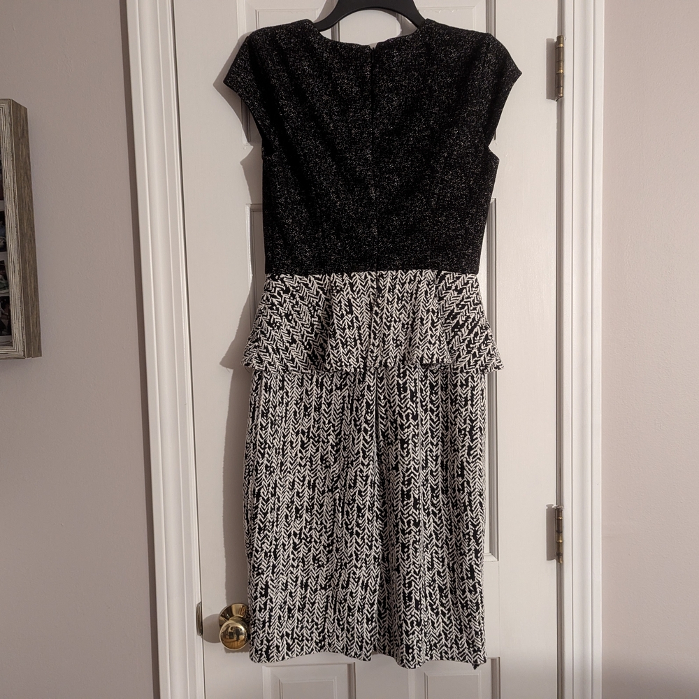 New York & Company Black and White Peplum Dress - Picture 5 of 9
